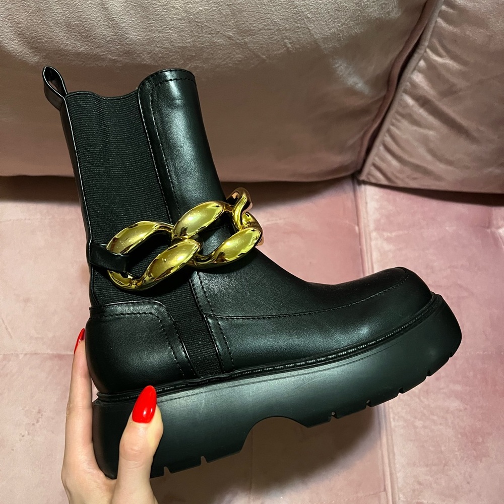 Black platform boots